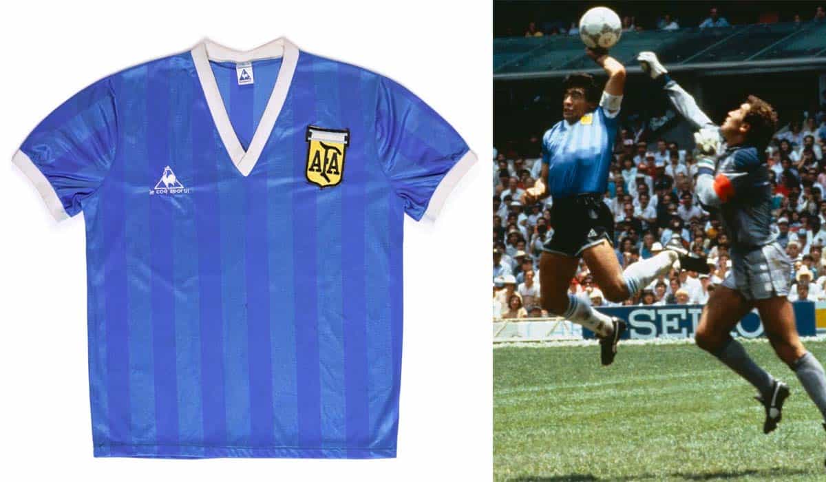 Jersey worn by Diego Maradona during 'Hand of God' goal