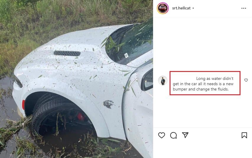 Dodge Charger in a swamp, comments