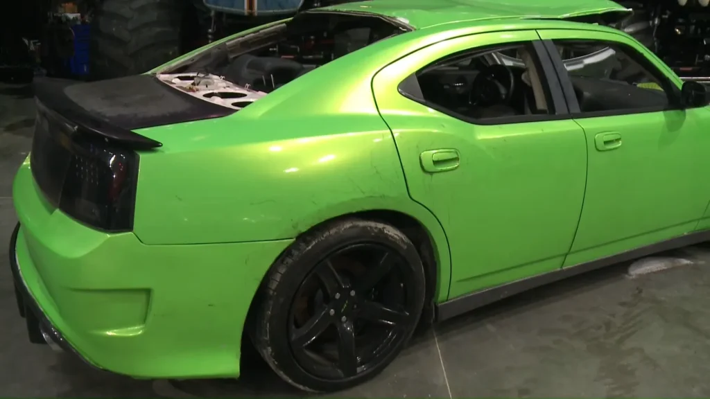 Louisville Police destroy seized 2009 Dodge Charger by crushing it with a monster truck
