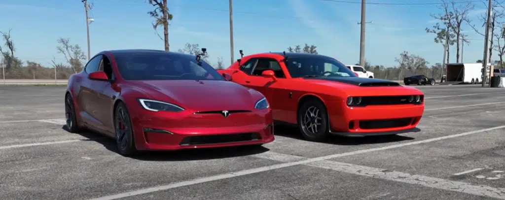 DragTimes has pitted the Tesla Model S Plaid against the Dodge Demon 170 in a quarter-mile rematch.