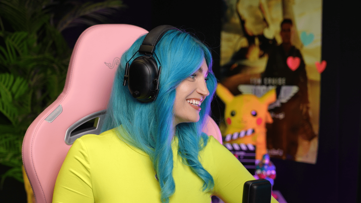 Domi Sofroniciova in house gamer at Supercar Blondie smiles as she plays fortnite