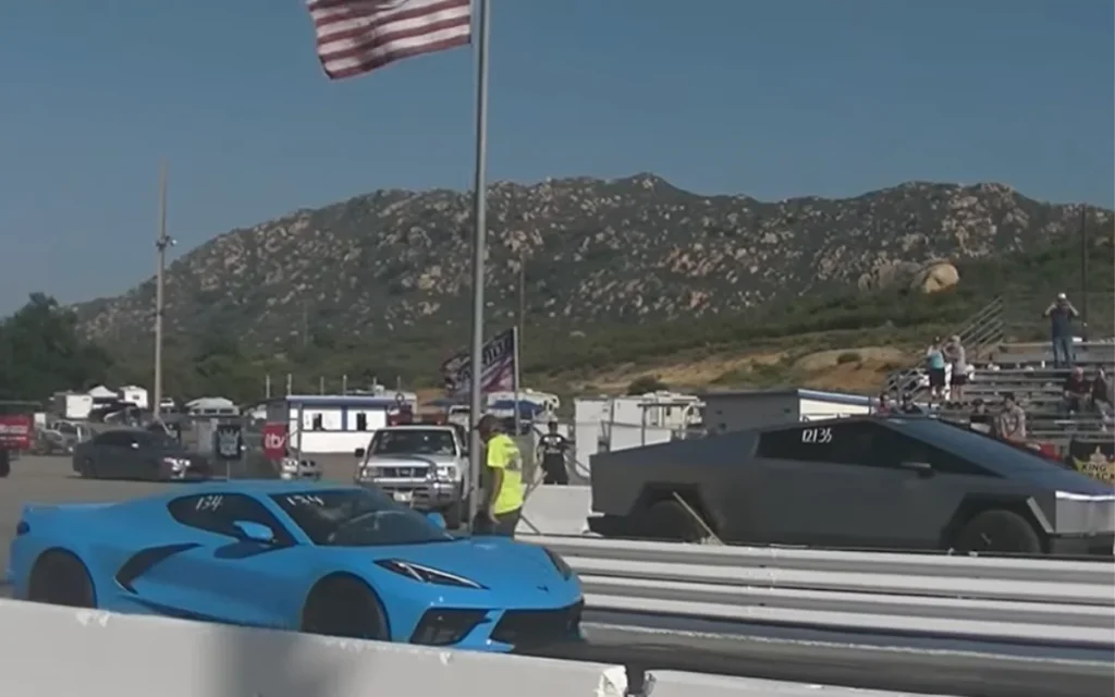 This Tesla Cybertruck took on a C8 Corvette Z51 in the California desert - and there was a shock winner