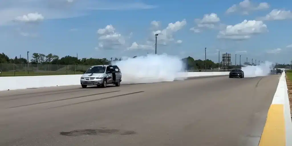 Two guys met up to drag race a turbine-powered Camaro against a Rolls-Royce turbine-powered minivan