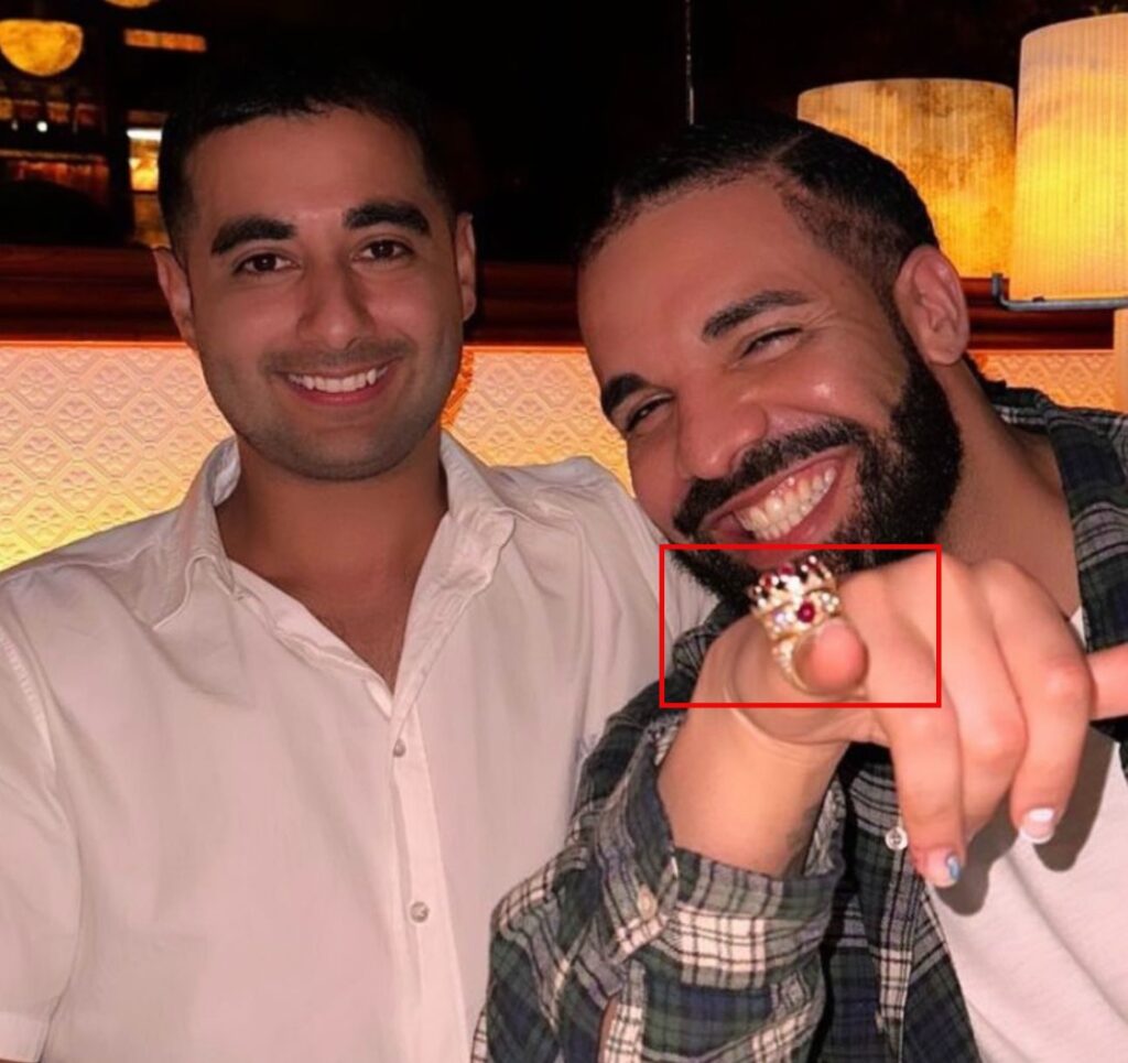 Drake wearing Tupac Shakur's ring