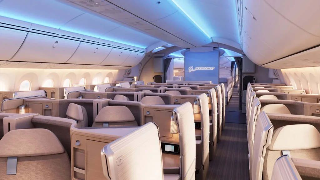 This is what a Boeing 787 looks like before seats are installed and it's totally surreal to see