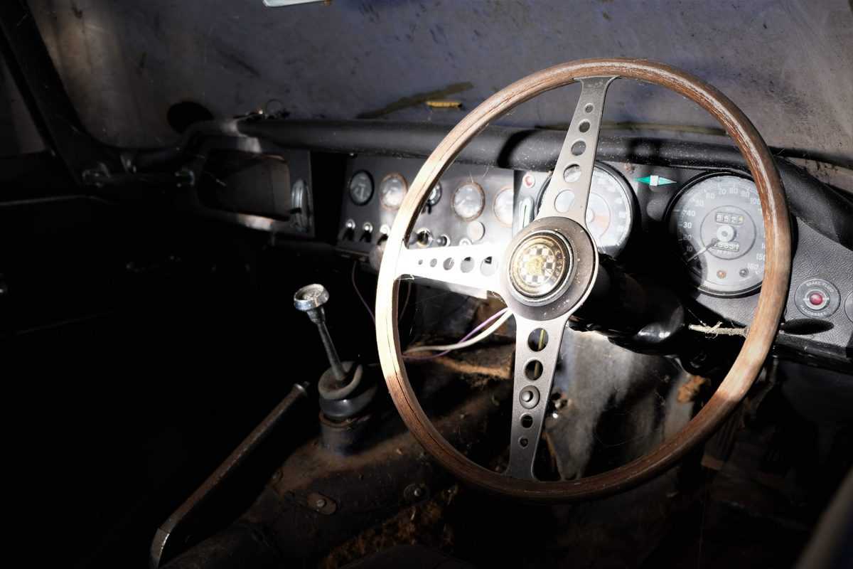The interior of the E-Type Jaguar was full of dust and cobwebs.