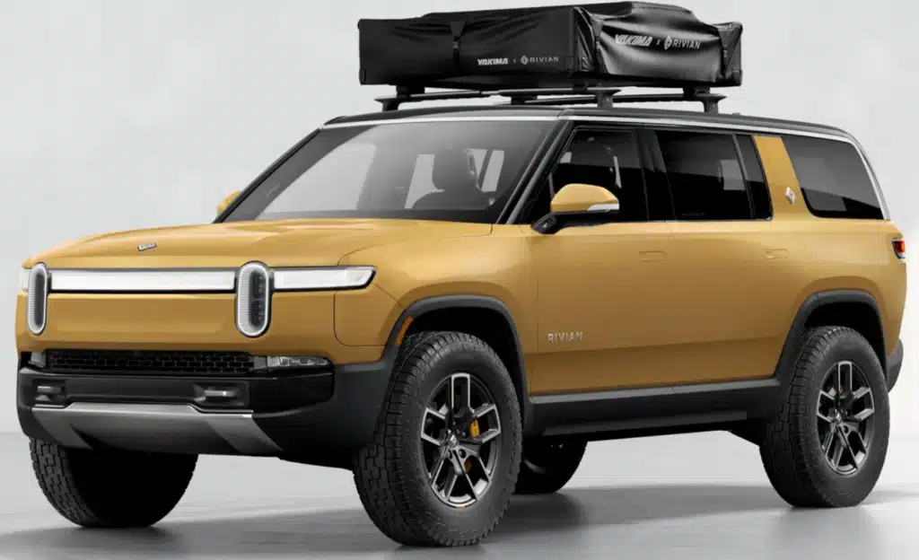 Rivian R1S in Compass Yellow