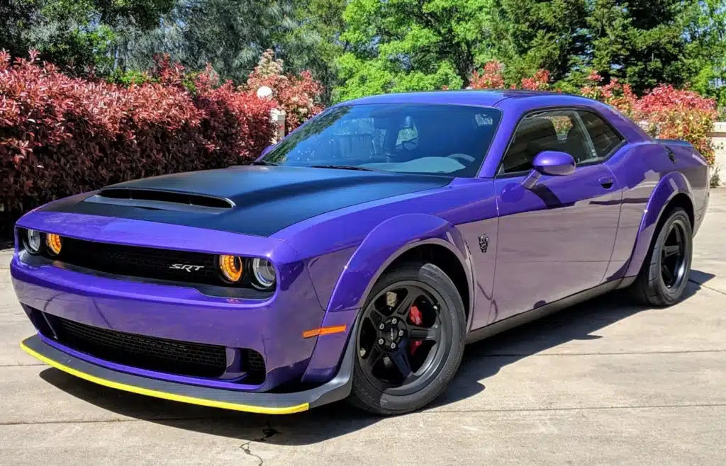 Dodge Demon in Purple, front three quarter