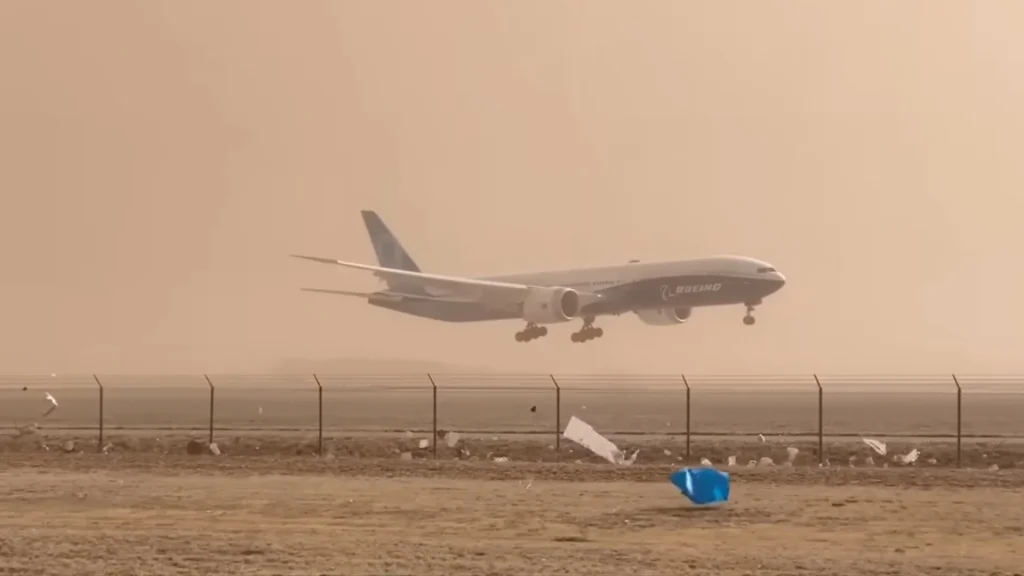 Boeing 777X airliner battles extreme crosswinds in one of the harshest tests of the aircraft to make sure it works properly