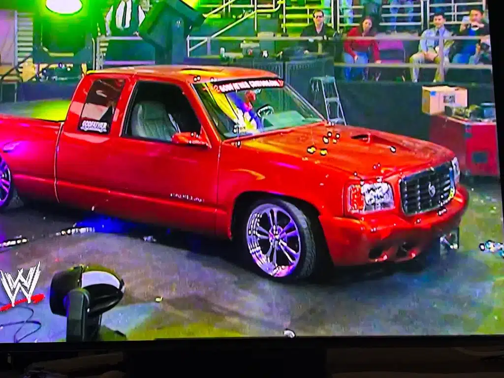 Eddie Guerrero made his Wrestlemania entrance in this custom Cadillac truck from Godfather Customs.