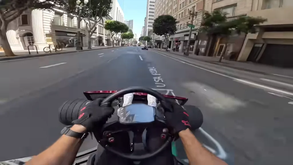 California man tests three of the worlds fastest electric go-karts by taking them on the highway and says one thrill stands out to him