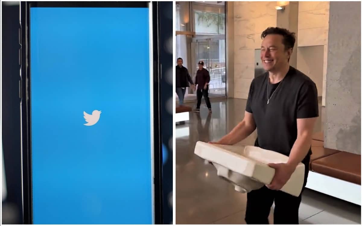 Elon Musk carries sink into Twitter HQ hero image
