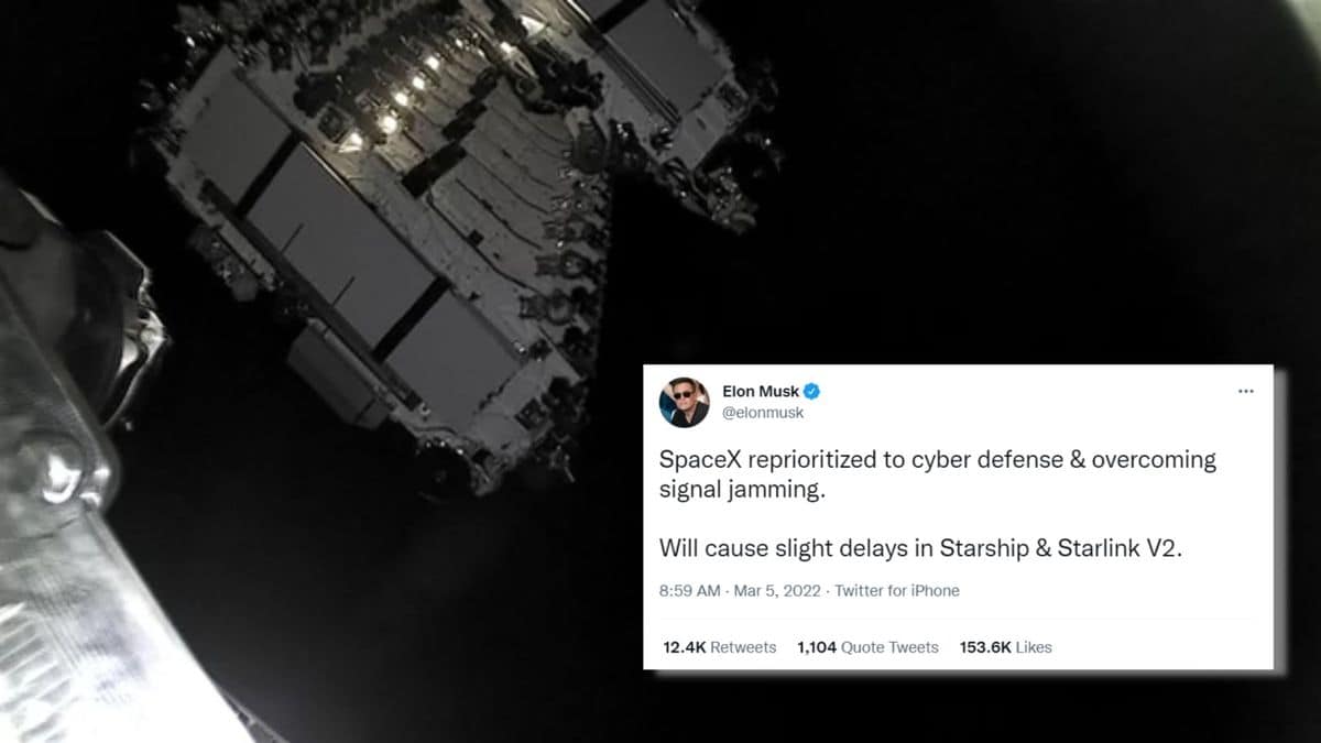Starlink docking in space with an Elon Musk tweet embedded