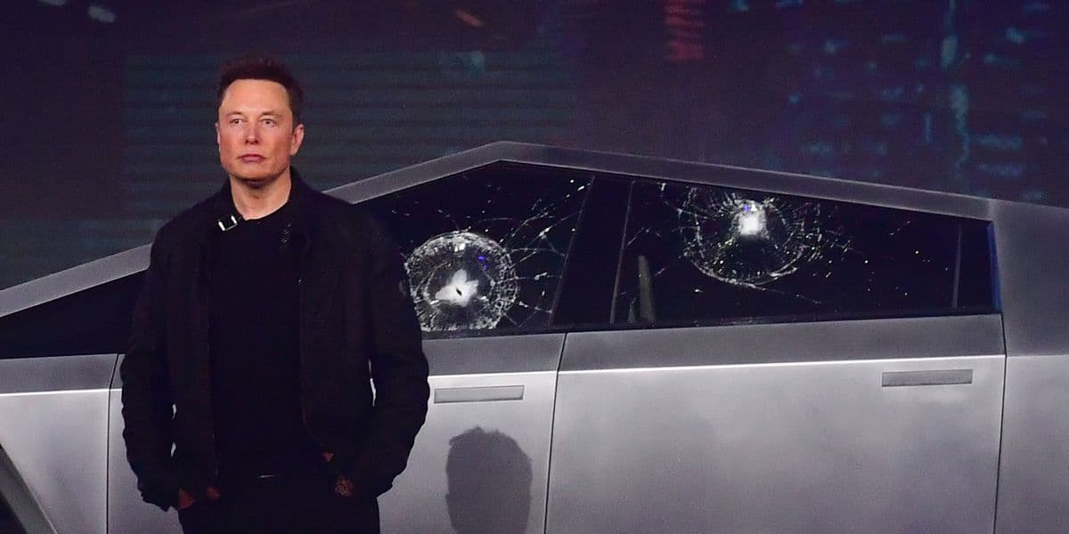 Elon Musk with the Cybertruck