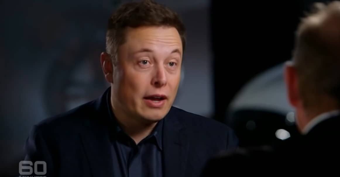 Elon Musk in a TV still from a 60 Minutes interview.