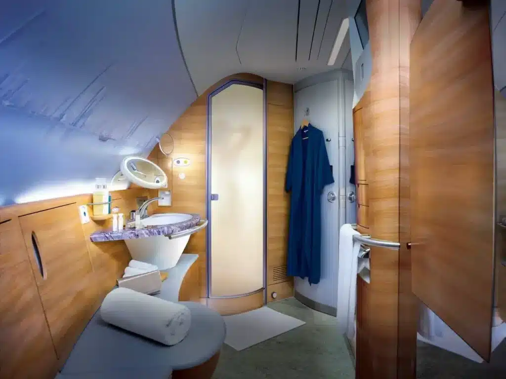 Modern plane interiors, especially facilities like first class with Emirates, are a far cry from the 1930s.