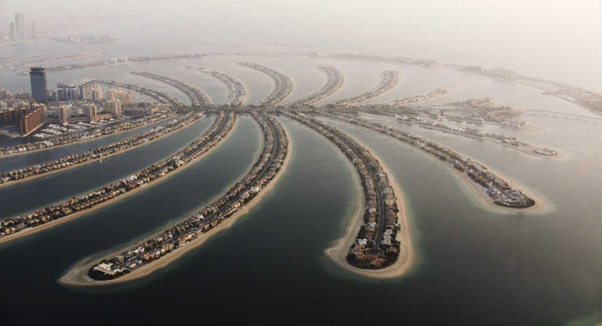 An aerial view of the Palm Jumeirah in Dubai