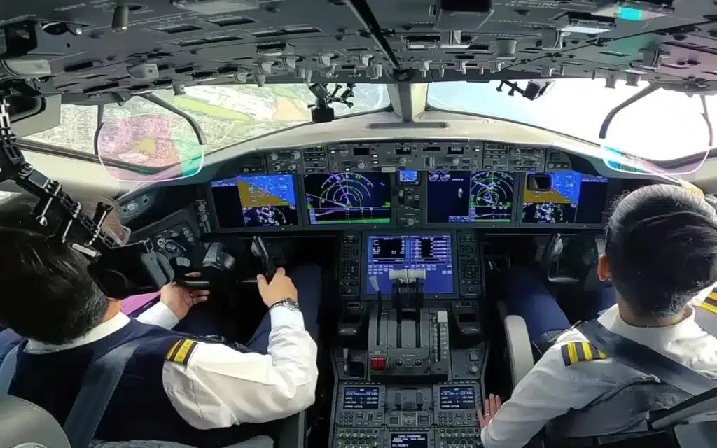 pilot Etihad Boeing 787-10 cockpit view