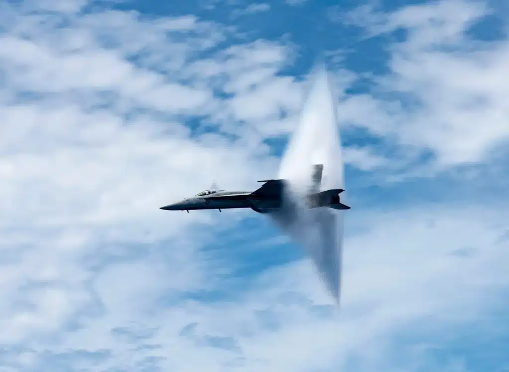 Boeing jet breaking sound barrier