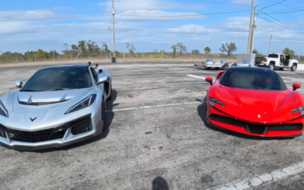 A tuned Ferrari SF90 raced the new Corvette ZR1 and the result is wild