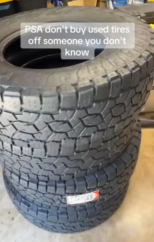 Man buys used tires off Facebook Marketplace and takes them to Discount Tire to be inspected