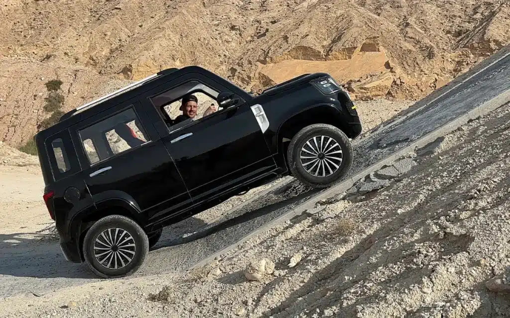Fake Land Rover Defender from China Vertical Climb