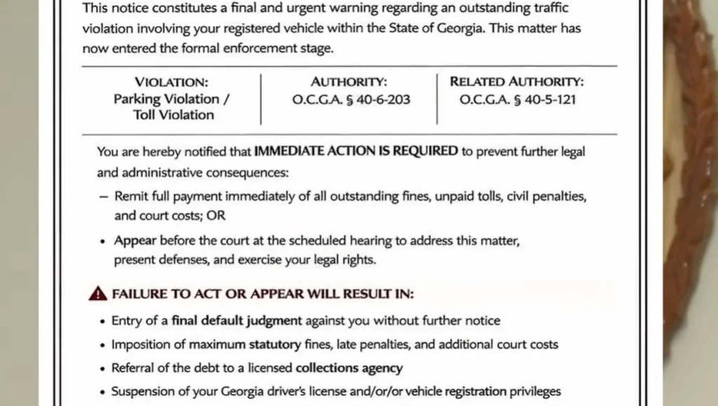 Police in Nevada, Washington and other states are warning Americans about a fake parking fine scam that looks convincingly like an official court notice