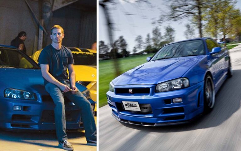 Paul Walker with the R34 Nissan Skyline GT-R in Fast & Furious 4