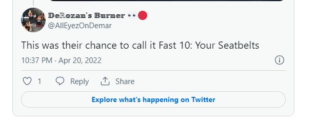 A tweet reacting to the Fast X movie announcement