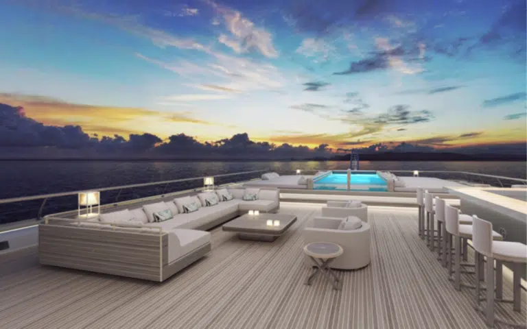 Giorgio Armani-designed superyacht makes dazzling debut with satin gold exterior and luxe features