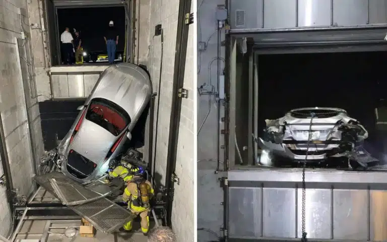 Brand new $243,000 Ferrari Roma plunged down elevator at Florida dealership