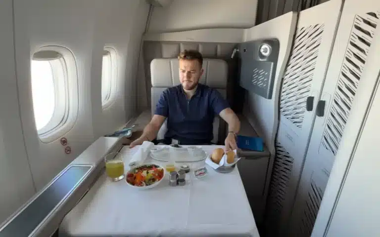 Travel vlogger filmed experience flying First Class and the airline threatened him not to post the footage