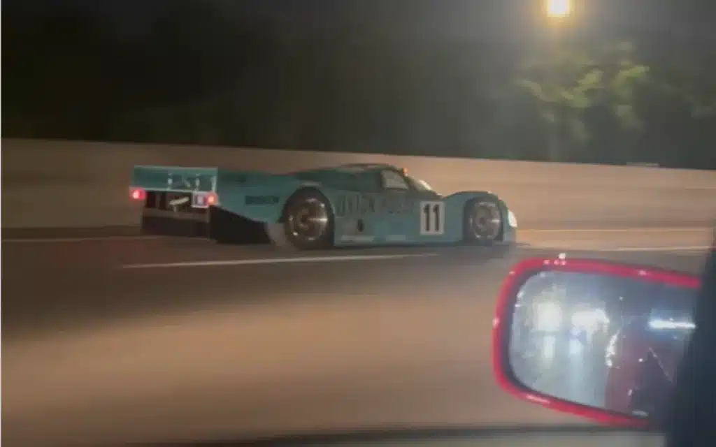 American in an F40 thought he was king of the road until the only road-legal Porsche 962C pulled up