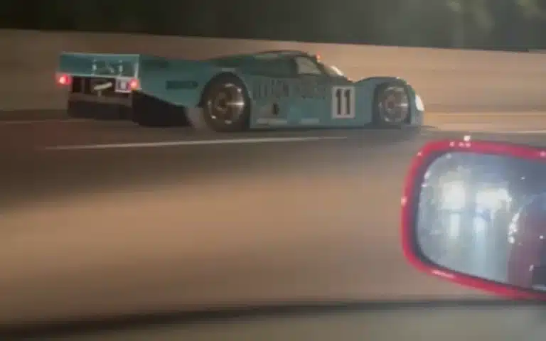 American in an F40 thought he was king of the road until the only road-legal Porsche 962C pulled up