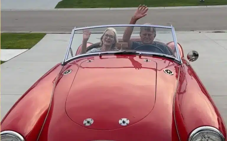 Family bring grandfather to tears of joy after surprising him by fixing up his beloved 1956 MG sports car