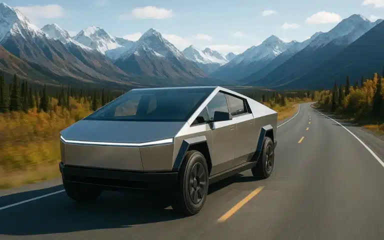 Tesla Cybertruck towing 2,600 pounds across Alaskan highway, man reveals perfect hack for trip