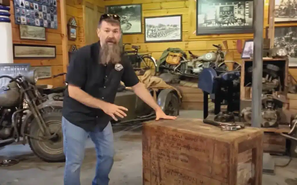 Motorcycle enthusiasts receive delivery of 1940s crate that's never been opened and take the gamble