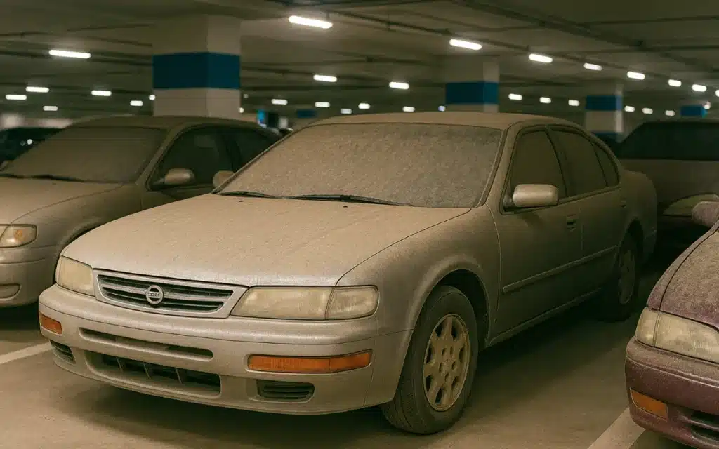 Nissan Maxima abandoned in shopping center garage in 2022 now has parking fee far exceeding the car’s value