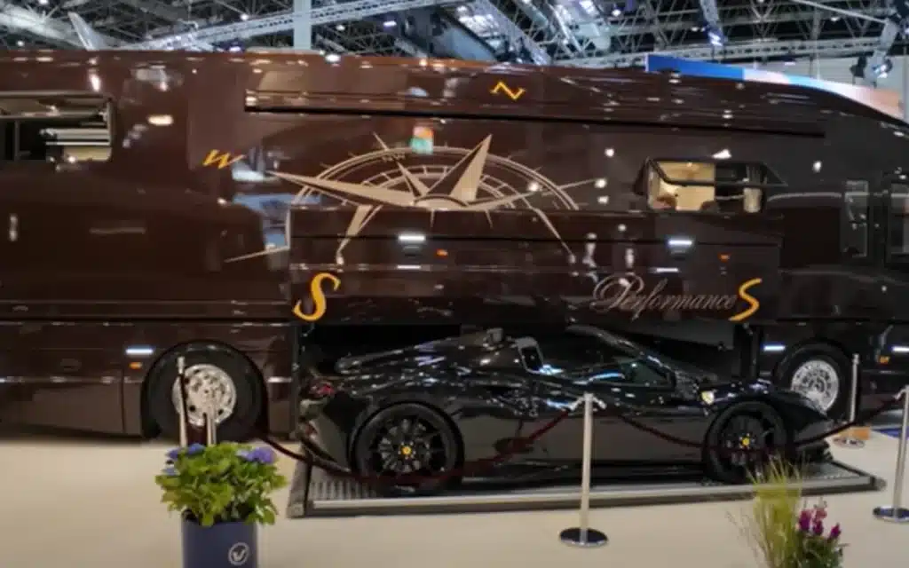 $7.6M motorhome 'man cave' that featured a Bugatti Chiron at its belly re-emerges with a twist