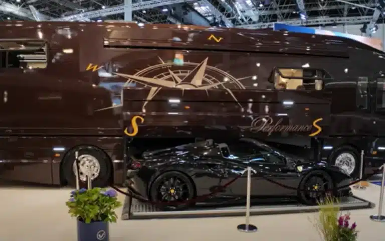 $7.6M motorhome 'man cave' that featured a Bugatti Chiron at its belly re-emerges with a twist
