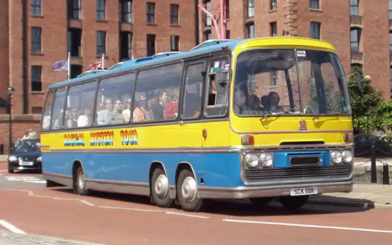 The Beatles’ original Magical Mystery Tour bus is now on display at the Hard Rock Cafe in Florida as part of their growing Beatles memorabilia collection.