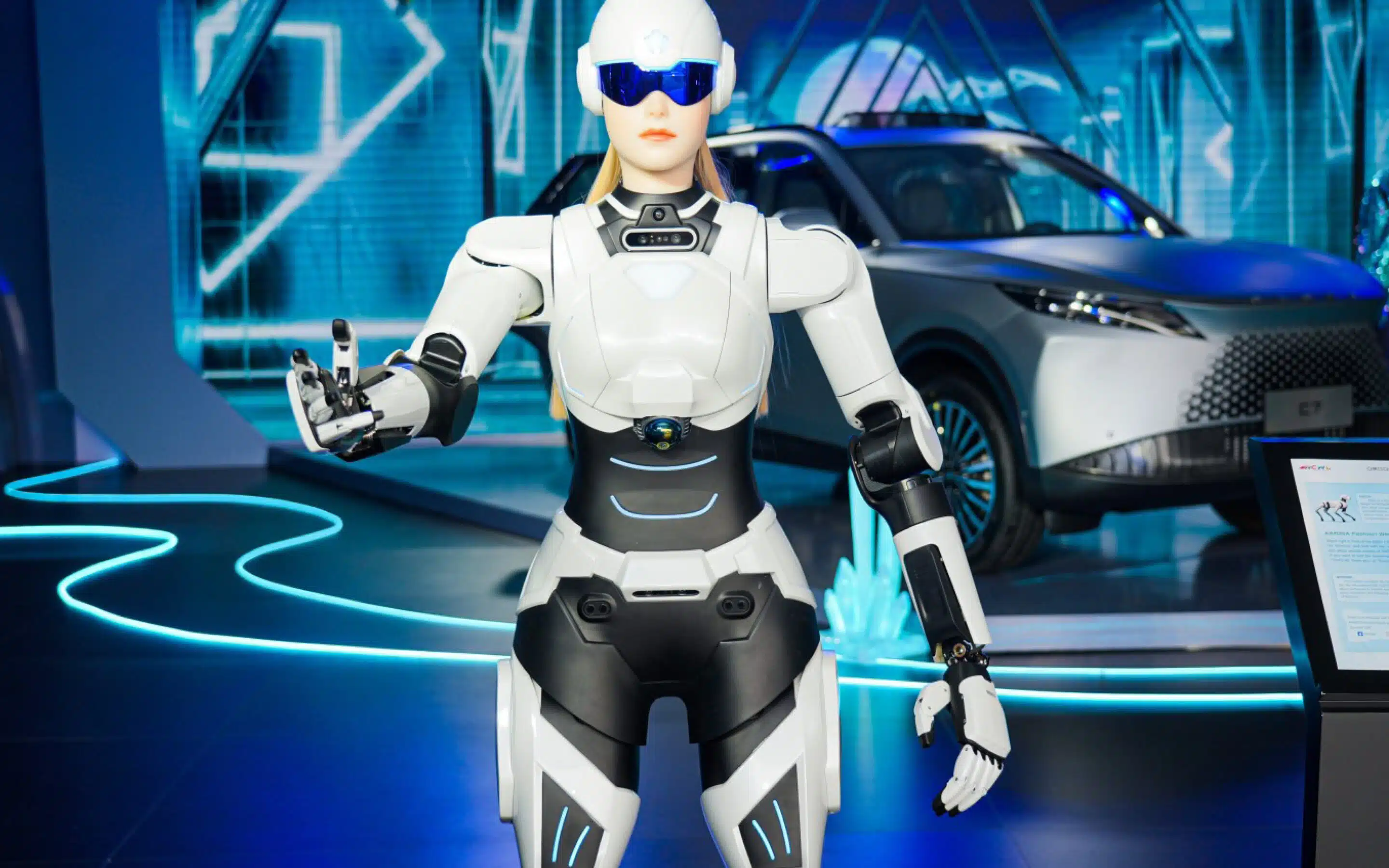 Chinese company using creepy blonde humanoid robots to sell its cars