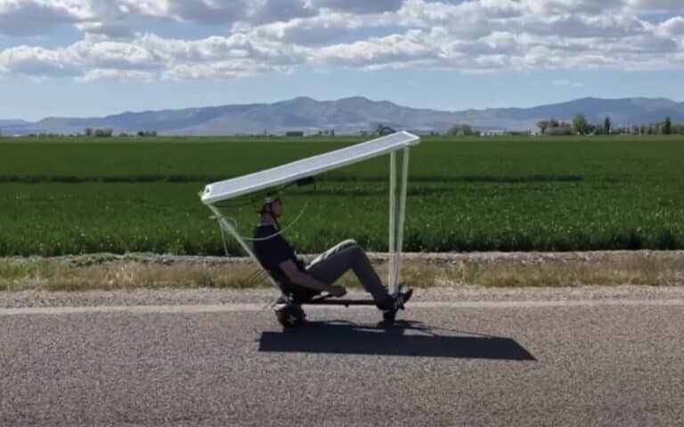 An American man built a solar powered car using a broken hoverboard, turning junk into a DIY vehicle with infinite range using only sunlight