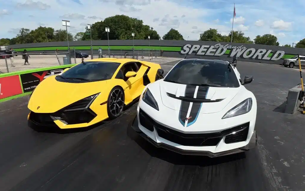 American muscle takes the spotlight as the C8 Corvette challenges the Lamborghini Revuelto in a high-stakes quarter-mile race