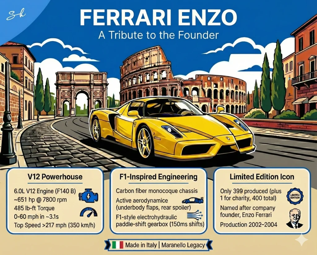 A yellow Ferrari Enzo supercar just shattered expectations by selling for a record $17,900,000 at auction