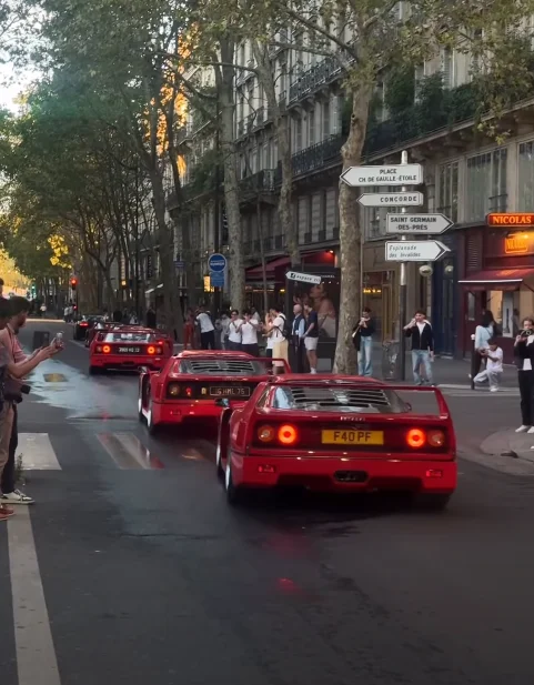 Eight Ferrari F40s spotted taking over Paris streets in extremely rare $24M sight