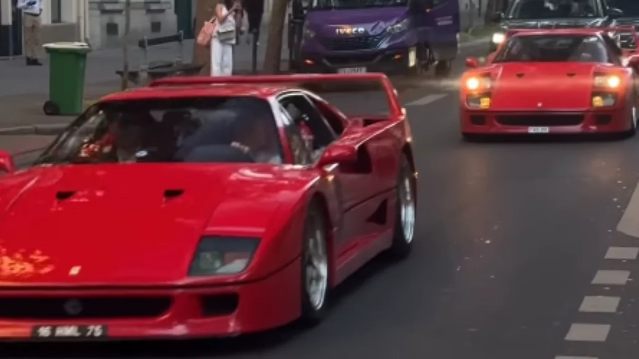 Eight Ferrari F40s spotted taking over Paris streets in extremely rare $24M sight