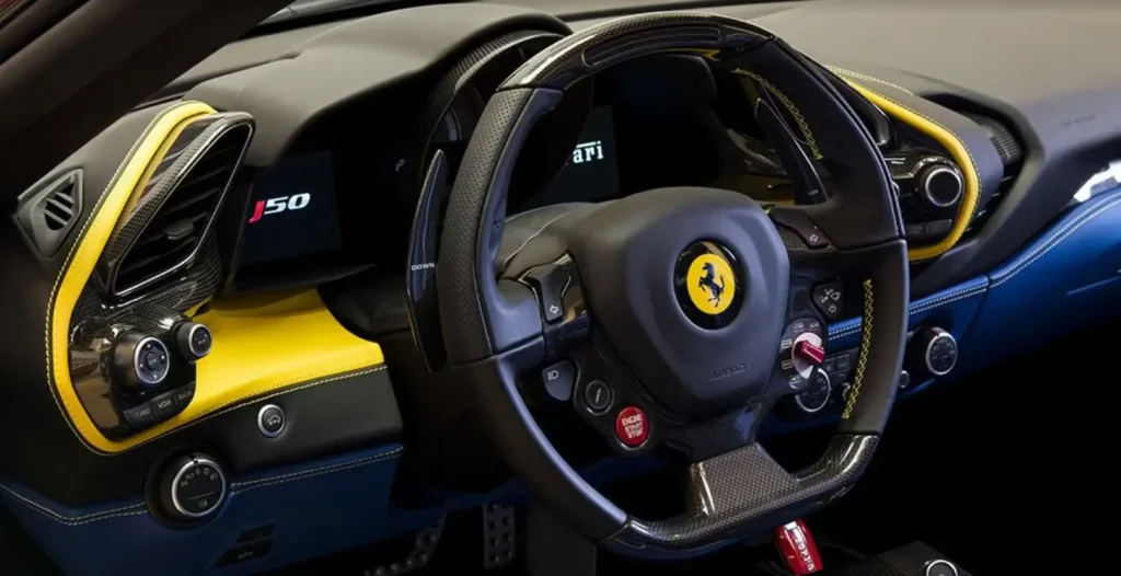 The interior of rare Ferrari J50