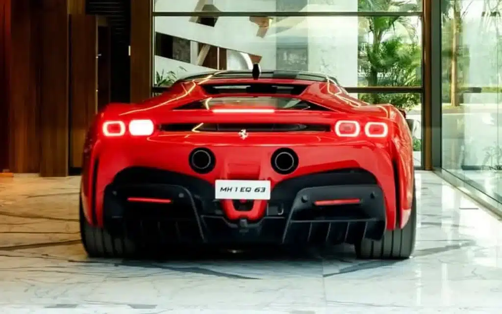 This businessman in India just parked his $1,000,000 Ferrari SF90 Stradale supercar in his front room to use as the world's most expensive carbon fiber coffee table