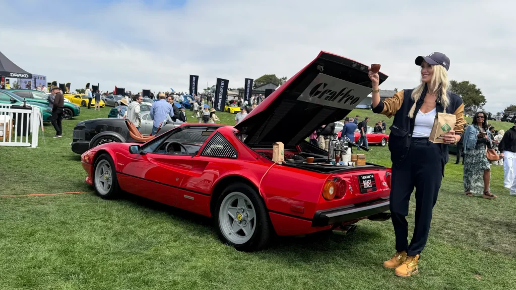 Supercar Blondie pulls espresso shots from 1984 Ferrari 308 GTS Quattrovalvole turned into the world's fastest cafe and it's up for sale with 'free coffee for life'